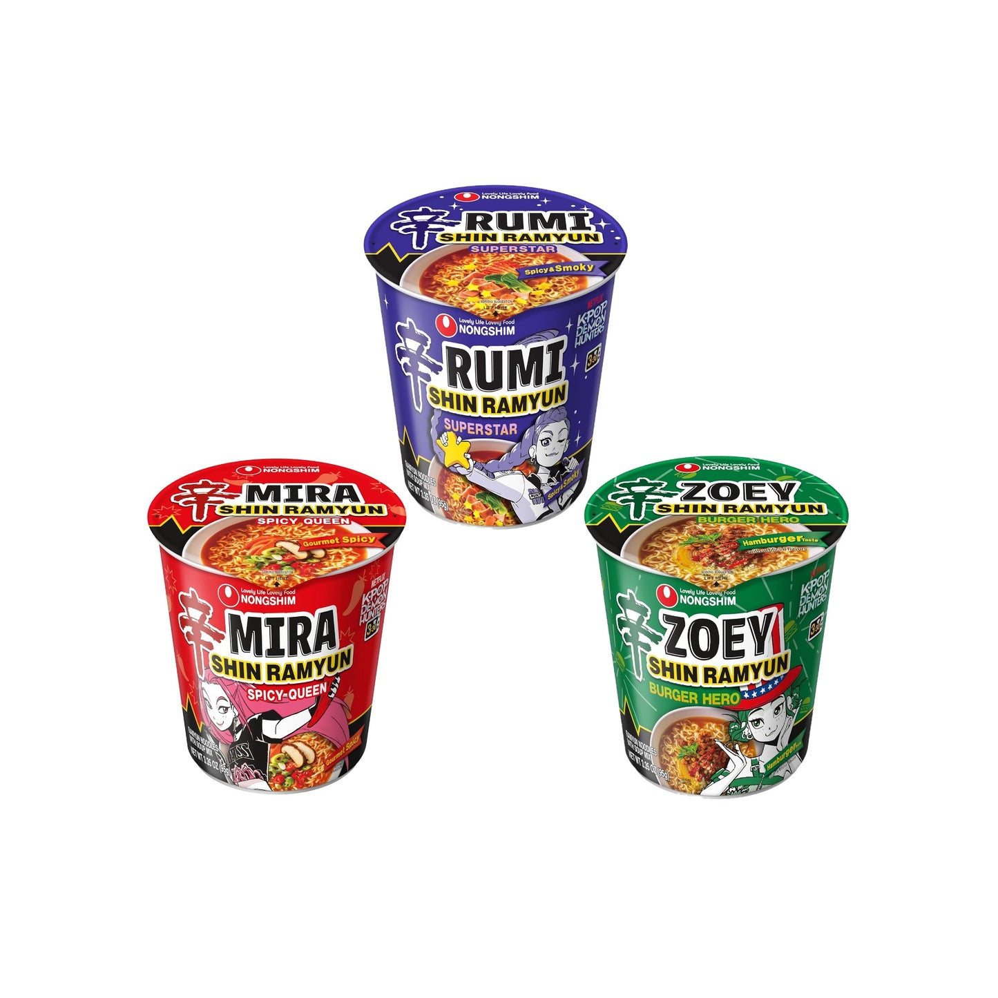 K-POP Demon Hunters X Nongshim Cup Noodle 3PK Gift - HUNTRIX