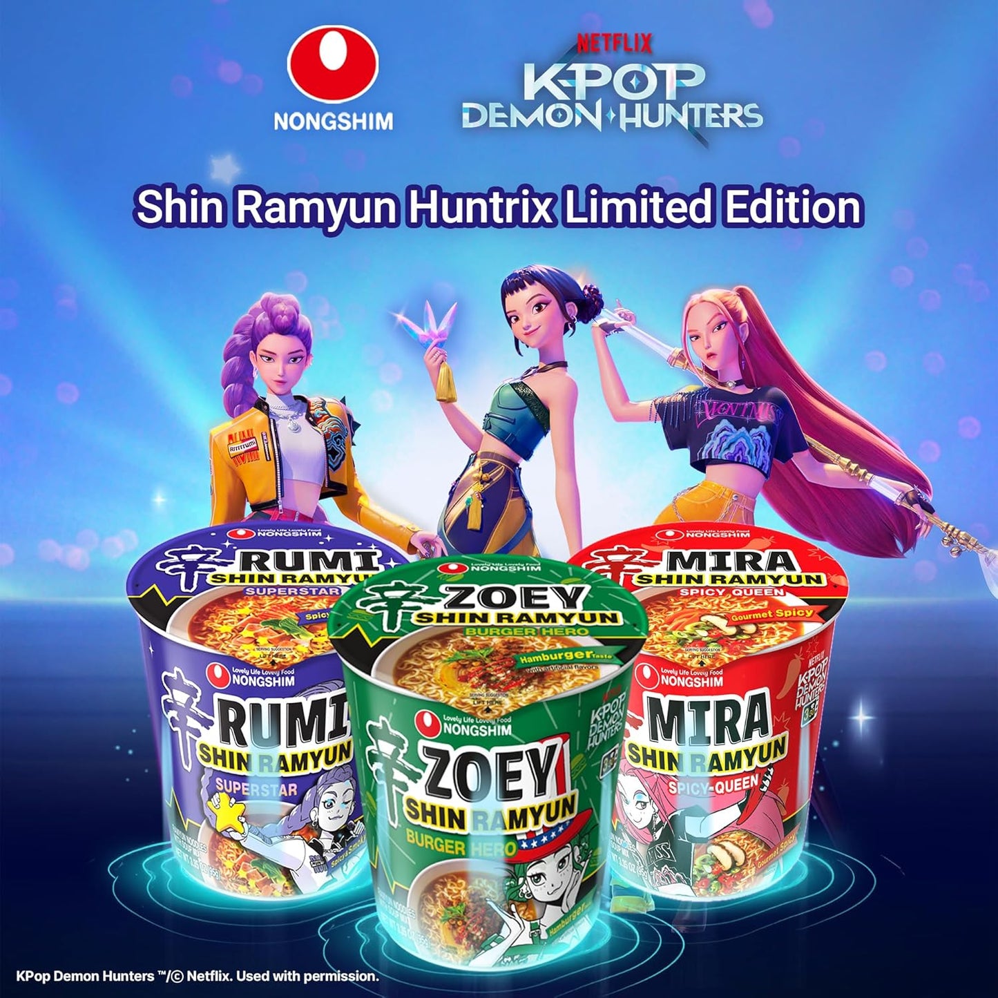 K-POP Demon Hunters X Nongshim Cup Noodle 3PK Gift - HUNTRIX