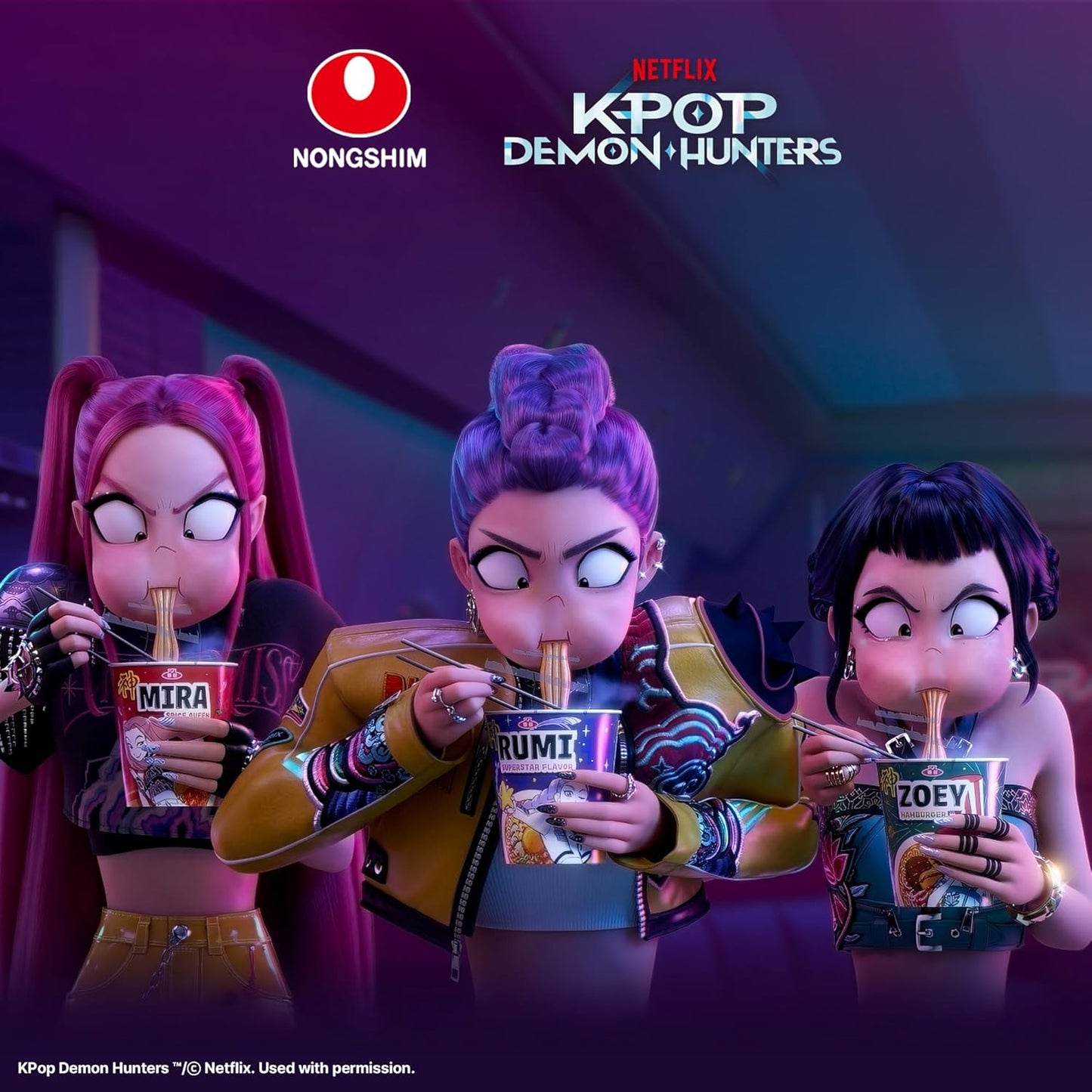K-POP Demon Hunters X Nongshim Cup Noodle 3PK Gift - HUNTRIX