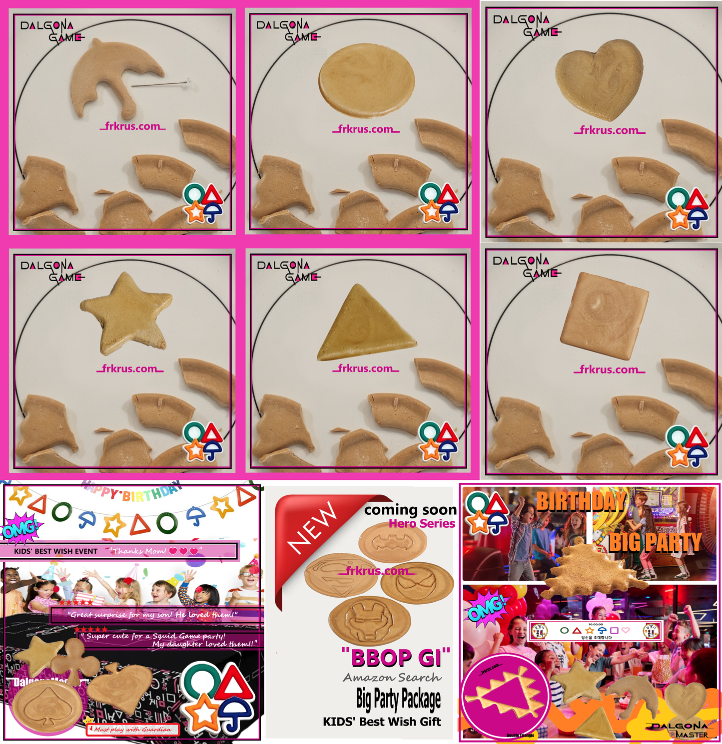 Handmade Premade Real Korean Dalgona Cookie Candy Challenge (Bbop-gi) – Traditional Sugar Cookie with K-Drama S. Game Iconic Fun Symbol (Assorted)