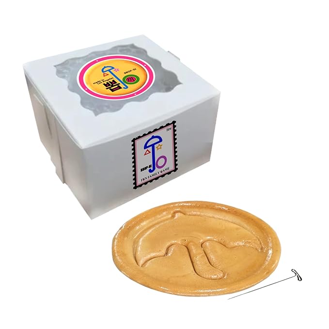 Handmade Premade Real Korean Dalgona Cookie (Bbop-gi) – Traditional Sugar Cookie with K-Drama S. Game Iconic Fun Symbol (Single)