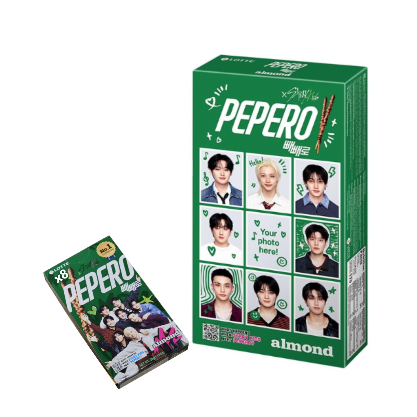 STRAY KIDS x PEPERO Almond Mini 8 Pack Case Gift