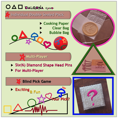 Handmade Premade Real Korean Dalgona Cookie Candy Challenge (Bbop-gi) – Traditional Sugar Cookie with K-Drama S. Game Iconic Fun Symbol (Assorted)