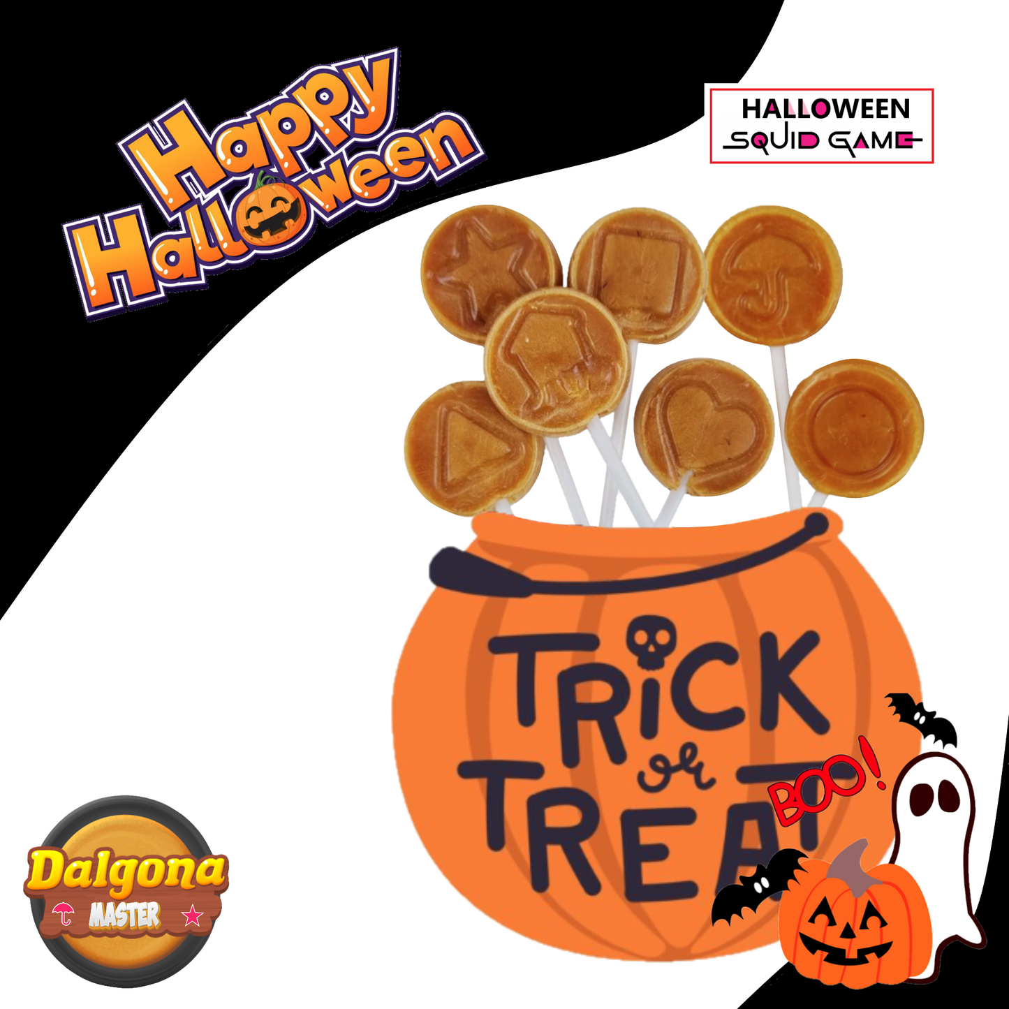 Halloween Dalgona Candy Pressed with The Iconic Symbol - Gift Box [14 candies]
