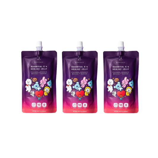 BTS BT21 Everydaze Essential C’s Konjac Jelly | Lychee | Plant-Based Collagen Booster | Gluten Free, Sugar Free, Low Calorie | Healthy Drinkable Fruit Snack  Konjac Gift