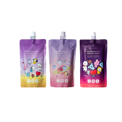 BTS BT21 Everydaze Essential C’s Konjac Jelly | Yogurt, Korean Pear,  Lychee | Plant-Based Collagen Booster | Gluten Free, Sugar Free, Low Calorie | Healthy Drinkable Fruit Snack  Konjac Gift